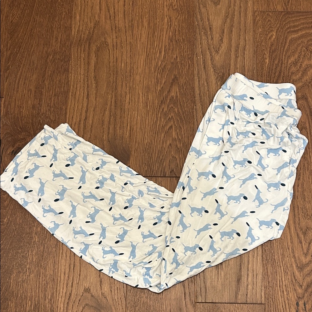 Kickee Pants men’s White Pajama pj Pants with Blue Dog Print size medium